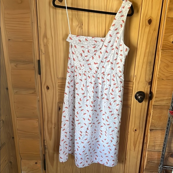 HD in Paris Anthropologie Watermelon One-Shoulder Dress in White and Red - Picture 3 of 10